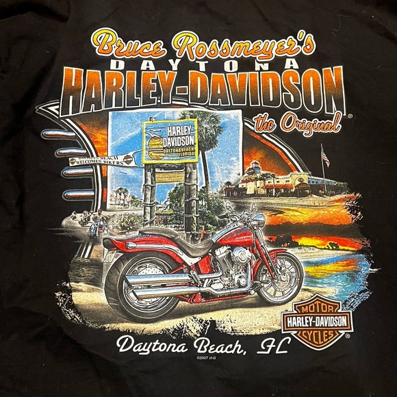 Harley Davidson Black Long Sleeve T-Shirt, Daytona Beach, Florida, Men's XL - Picture 5 of 9